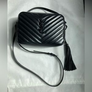 NEW YSL Saint Laurent Lou Medium Camera Bag Black on Black Purse